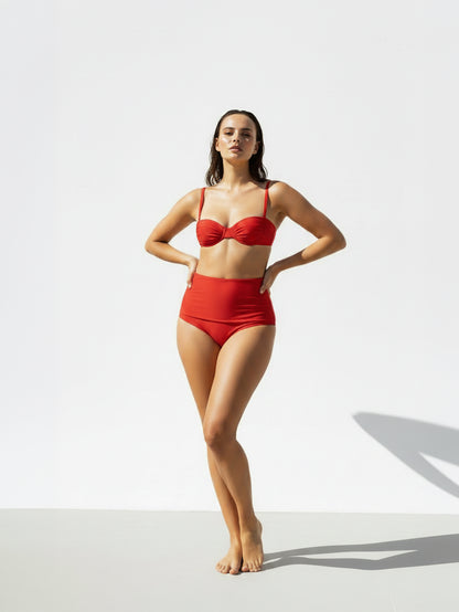 INANNA CLASSIC RED HIGH WAIST BIKINI SET